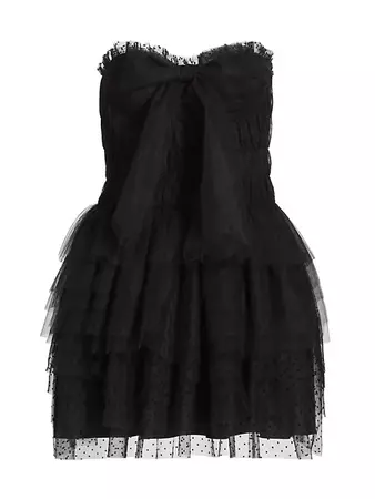 Shop LoveShackFancy Faron Bow Layered Tulle Minidress | Saks Fifth Avenue