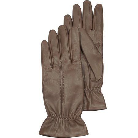 Forzieri Taupe Leather Women's Gloves w/Wool Lining S | 6 1/2" | 16,5 cm at FORZIERI