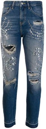 embellished cropped skinny jeans