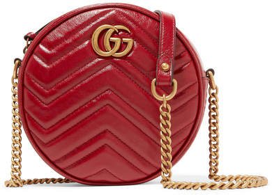 Gg Marmont Circle Quilted Leather Shoulder Bag - Red