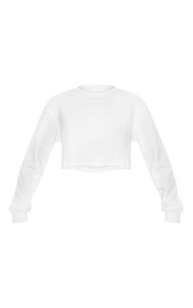 Cream Textured Crop Sweater | Tops | PrettyLittleThing USA