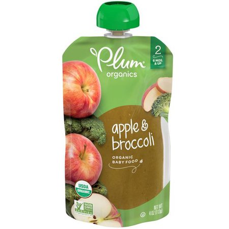 Plum Organics Stage 2 Apple & Broccoli Baby Food - 4oz : Target