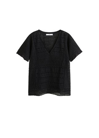 MANGO Embroidered openwork blouse