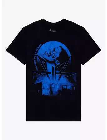 Falling In Reverse Blue Skull Burning Building T-Shirt | Hot Topic