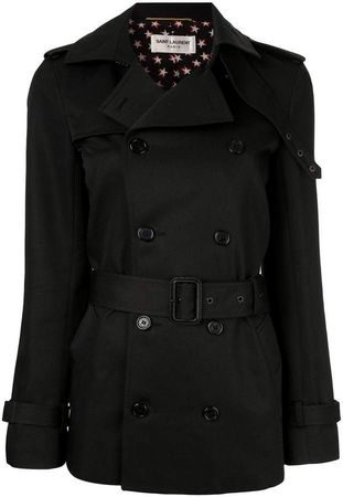 belted short trench coat