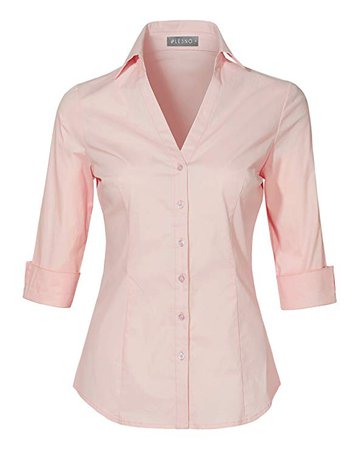 AmazonSmile: LE3NO Womens Roll Up 3/4 Sleeve Button Down Shirt with Stretch: Clothing