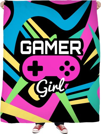 Gamer Girl Neon Blanket