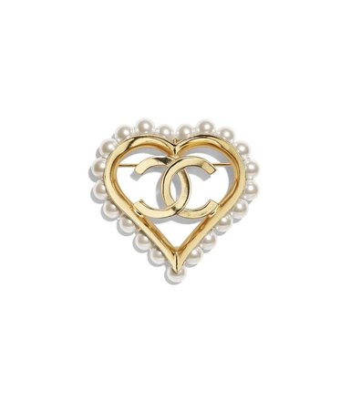 Chanel Pearl Embellished Gold Brooch