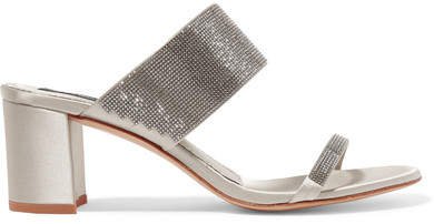 Xina Crystal-embellished Satin Sandals - Silver