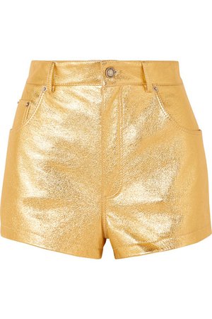 Saint Laurent | Metallic crinkled-leather shorts | NET-A-PORTER.COM