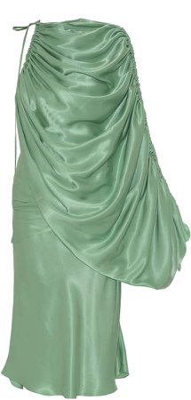 Lado Bokuchava One-Sleeve Gathered Satin Dress Size: XS