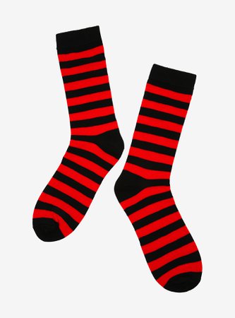 Black & Red Stripe Crew Socks