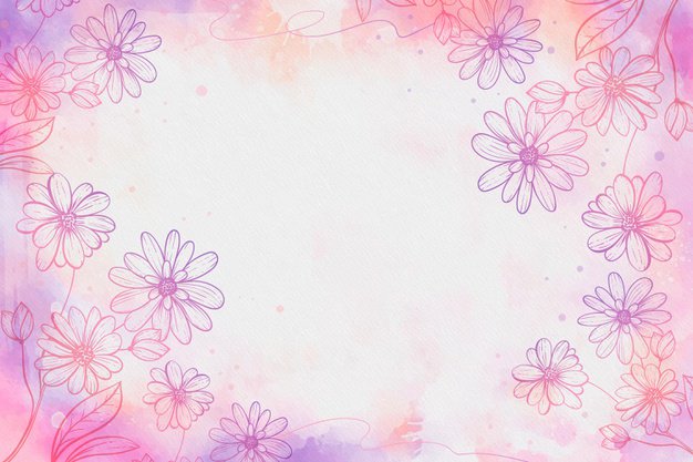 Free Vector | Watercolor background with drawn flowers and empty space