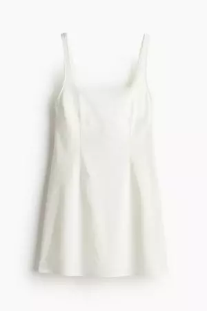 Picot-trimmed Jersey Dress - Cream - Ladies | H&M US
