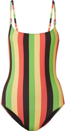 The Nina Striped Swimsuit - Green