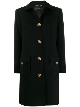 Versace, Medusa Button Single-Breasted Coat