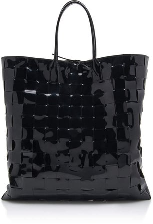 Woven Patent Leather Tote