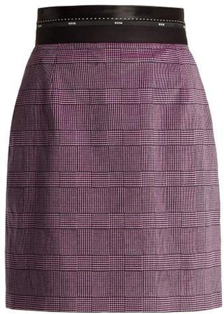Prince Of Wales Check Stretch Cotton Velvet Skirt - Womens - Light Pink