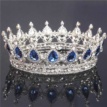 sliver and blue crown