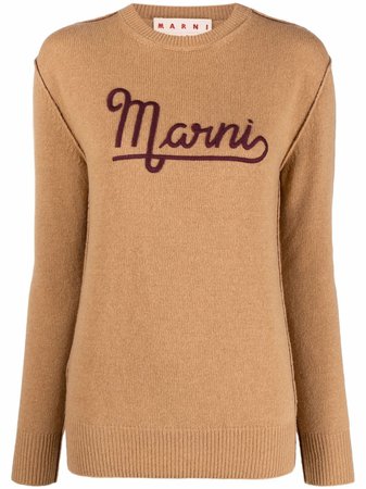 Marni logo-print knitted jumper - FARFETCH