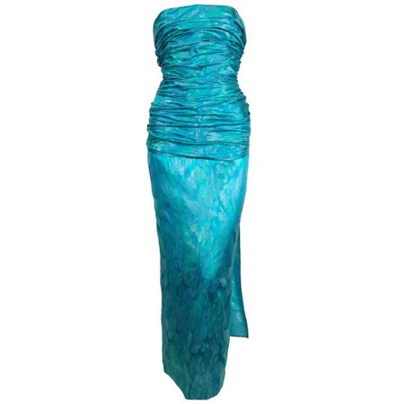 1970's JEAN-LOUIS SCHERRER demi-couture ruched silk dress For Sale at 1stdibs