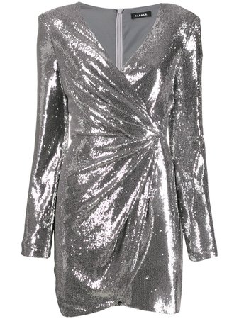 Silver P.a.r.o.s.h. Sequin Wrap Mini Dress | Farfetch.com