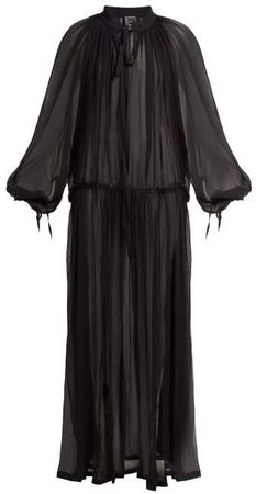 Cupid Sheer Silk Maxi Dress - Womens - Black
