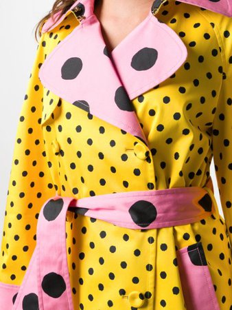 Moschino polka dot belted trench coat yellow A06010550 - Farfetch