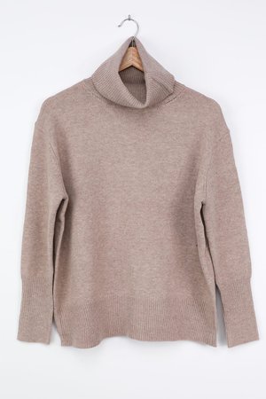Heather Taupe Sweater - Cute Turtleneck Sweater - Sweater Top