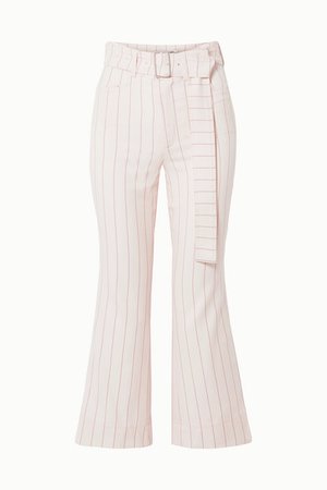 Orseund Iris | Cropped belted pinstriped wool-blend flared pants | NET-A-PORTER.COM
