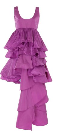 Leal Daccarett Idilio Ruffled Silk-Faille Dress Size: 2