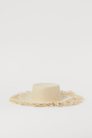 Fringed straw hat - Light beige - Ladies | H&M GB