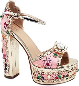 Amazon.com | Azalea Wang Cici Let Them Eat Cake Platform Heels - Rink - Fashion Shoes Cute Heels Clubwear Streetwear (Size 10) Pink | Pumps