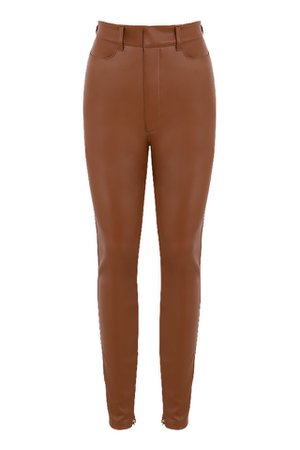 Clothing : Trousers : 'Cora' Tan Vegan Leather Trousers