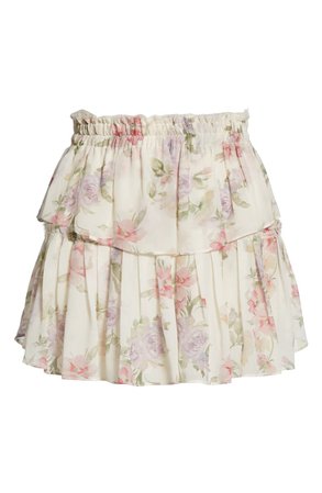LoveShackFancy Floral Ruffle Silk Miniskirt | Nordstrom