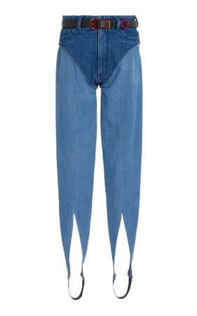 Belted Two-Tone Denim Stirrup Pants By Y/project | Moda Operandi