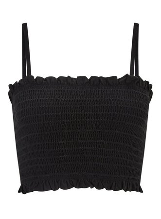 Black Shirred Strap Bandeau Top - Holiday Shop - Clothing - Miss Selfridge
