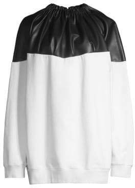 We11Done We11Done Women's Mixed Media Leatherblock Sweatshirt - Black White