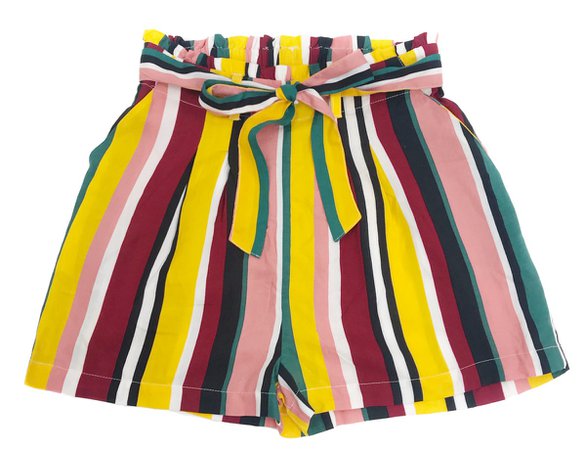 Primark Women's High Waist Tie Up Multi Colour Striped Summer Shorts Size 8