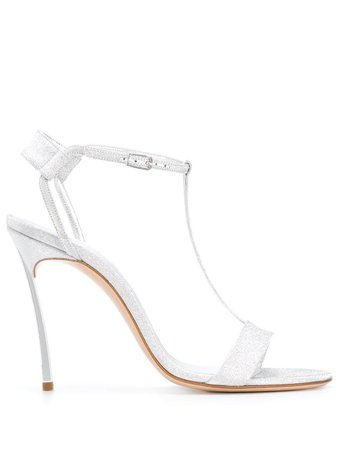 Silver Casadei Selena 110Mm Sandals | Farfetch.com