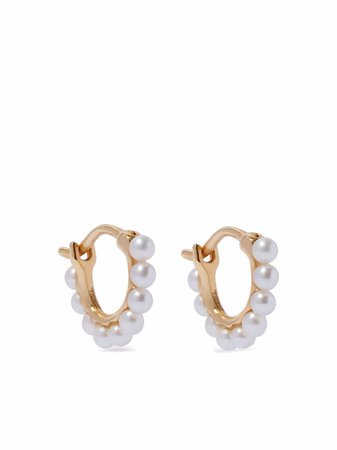 Annoushka 18kt yellow gold pearl mini hoop earrings - FARFETCH