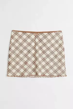 Mesh Mini Skirt - Cream/brown plaid - Ladies | H&M US