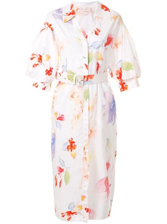 Shop multicolour Peter Pilotto floral belted midi dress with Express Delivery - Farfetch