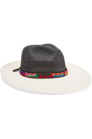 Sensi Studio | Jacquard-trimmed two-tone toquilla straw Panama hat | NET-A-PORTER.COM