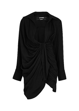 Jacquemus La Robe Bahia black twill mini dress - Harvey Nichols