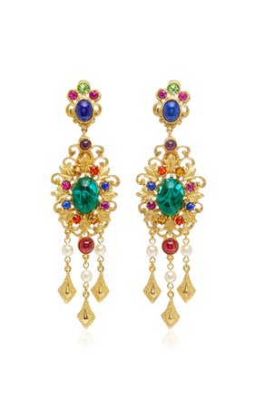 Gold-Plated Brass Crystal Chandelier Earrings by Ben Amun | Moda Operandi