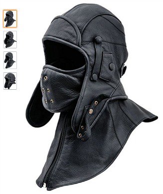 Genuine Leather Men's Aviator Trapper Cap with Mask and Collar