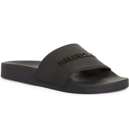 Balenciaga Black on Black Logo Slide Sandal | Nordstrom
