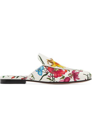 Gucci | Princetown horsebit-detailed floral-print canvas slippers | NET-A-PORTER.COM
