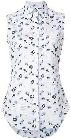 sleeveless floral print shirt